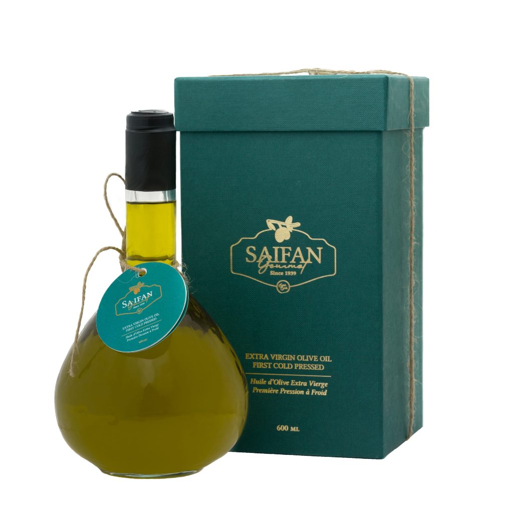 Saifan Gourmet Extra Virgin Olive Oil 600 ml bottle with presentation box